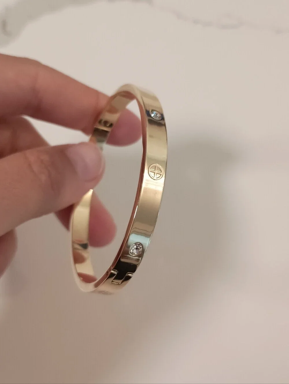 Gold Love Style Crystal Bangle Bracelet Oval Hinged